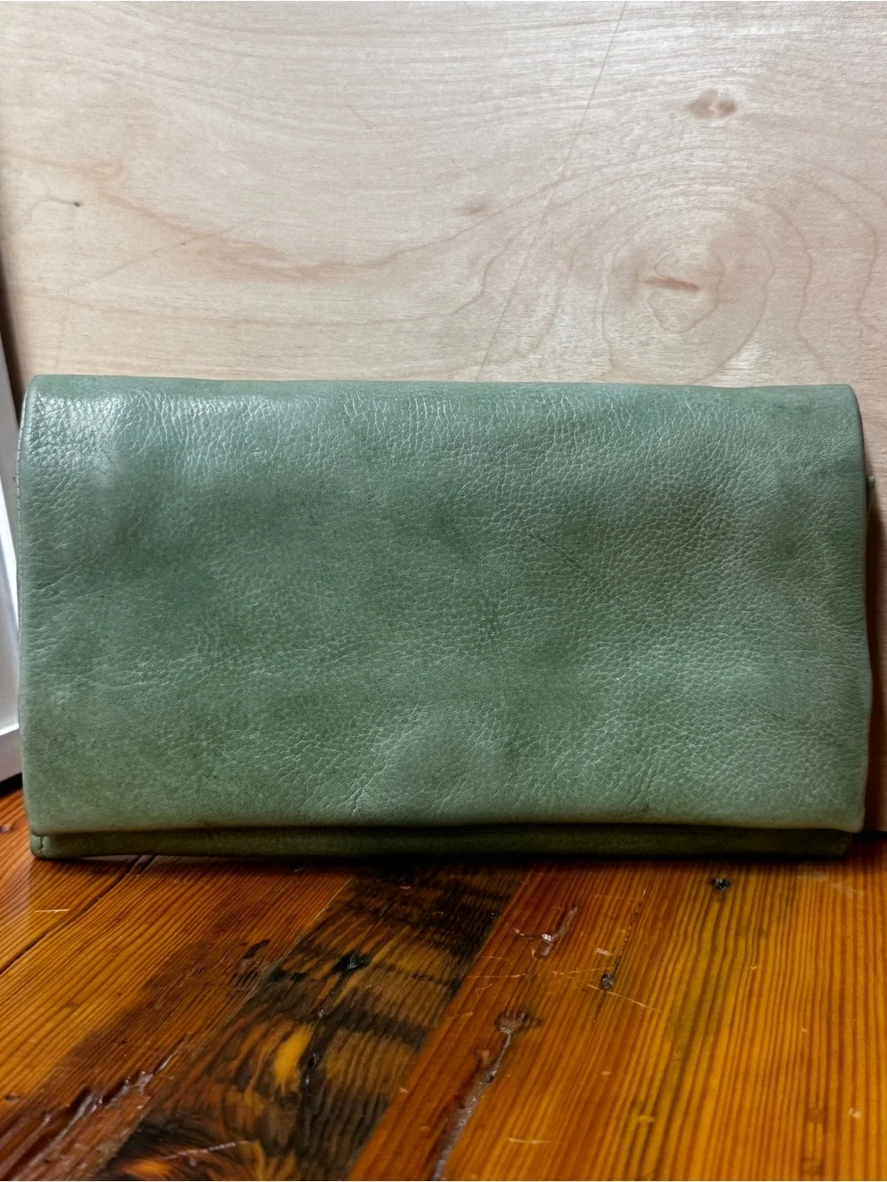latico Mint Green Leather Fold-Over Clutch wallet